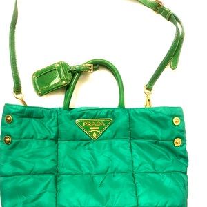 Prada Tessuto Quilted Nylon/Leather Convertible Crossbody Handbag (Authentic)